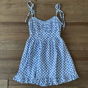 AERIE Blue Gingham Corset Mini Dress Size Small